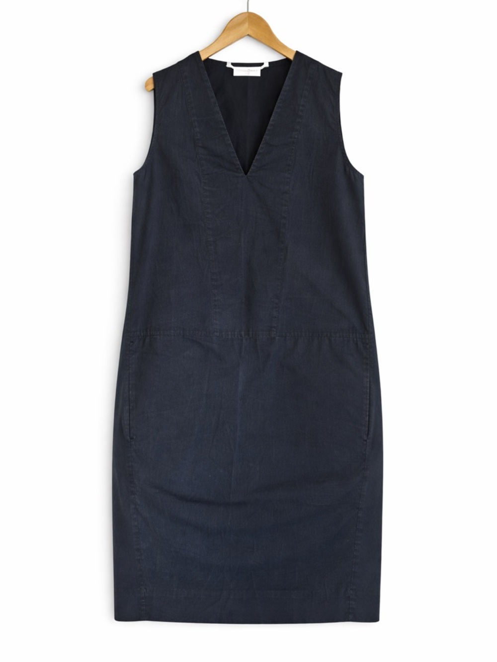 Everlane Sleeveless V Neck Shift Cotton Pockets Midi Casual
